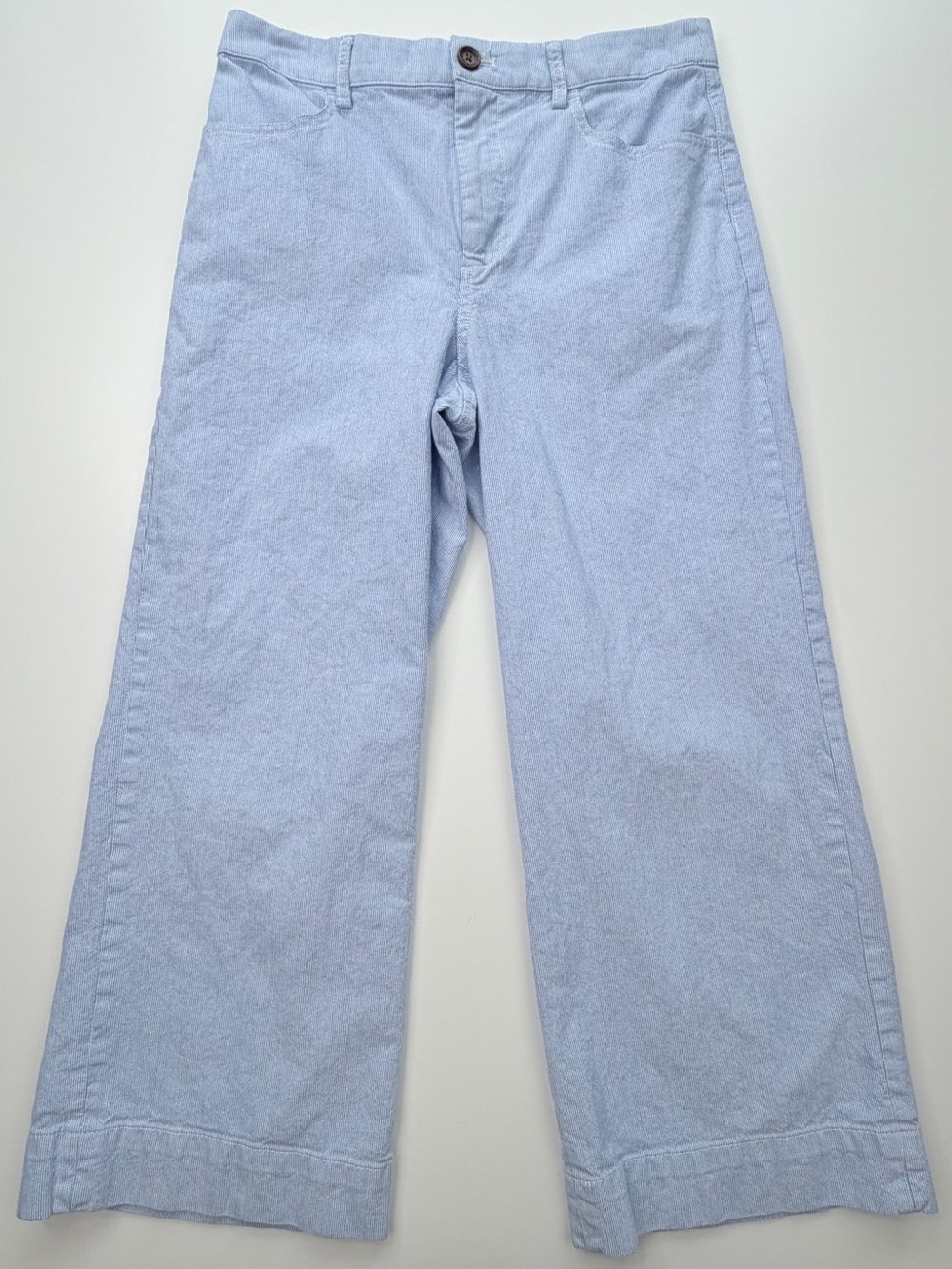 J.Crew Striped High-Rise Wide-Leg Cropped Pant Blue White Stripe Size 26 EUC